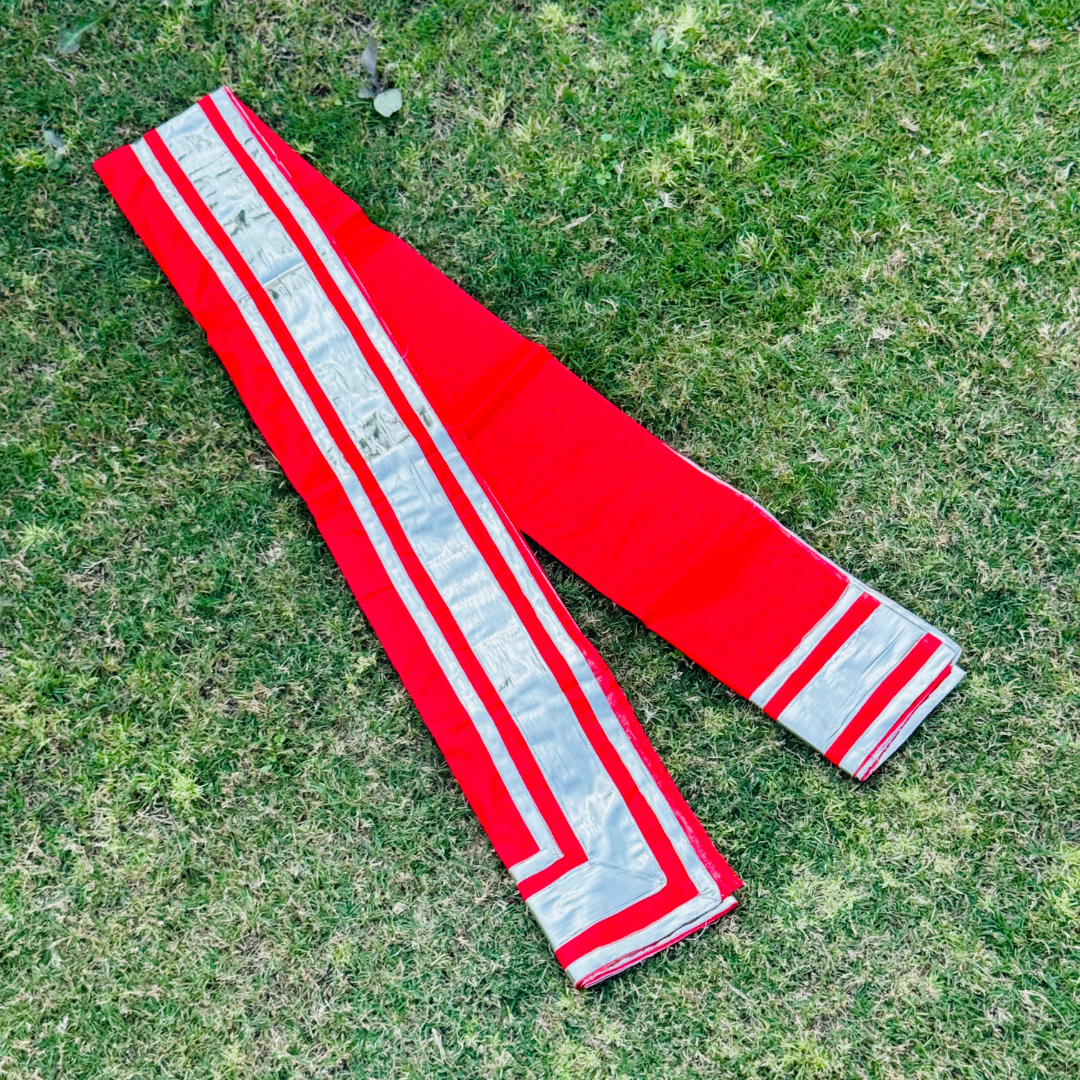 Red and Silver Synthetic Cotton Uparna