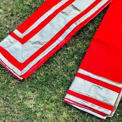 Red and Silver Synthetic Cotton Uparna