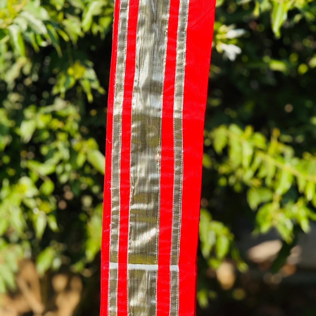 Red and Silver Synthetic Cotton Uparna