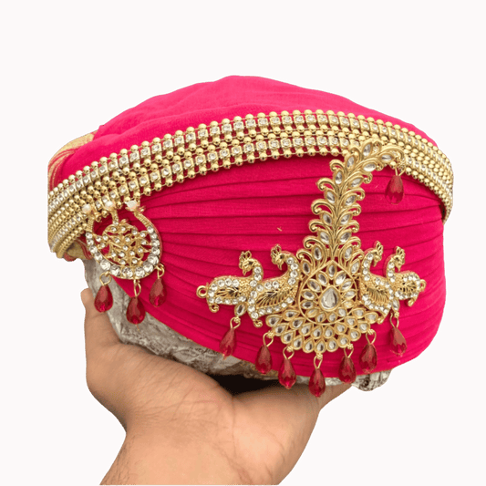 Traditional Red Paagh with Golden Embellishments