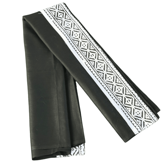 Elegant Black & White Cotton Gamcha with Traditional Design