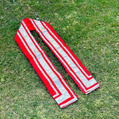 Red and Silver Synthetic Cotton Uparna