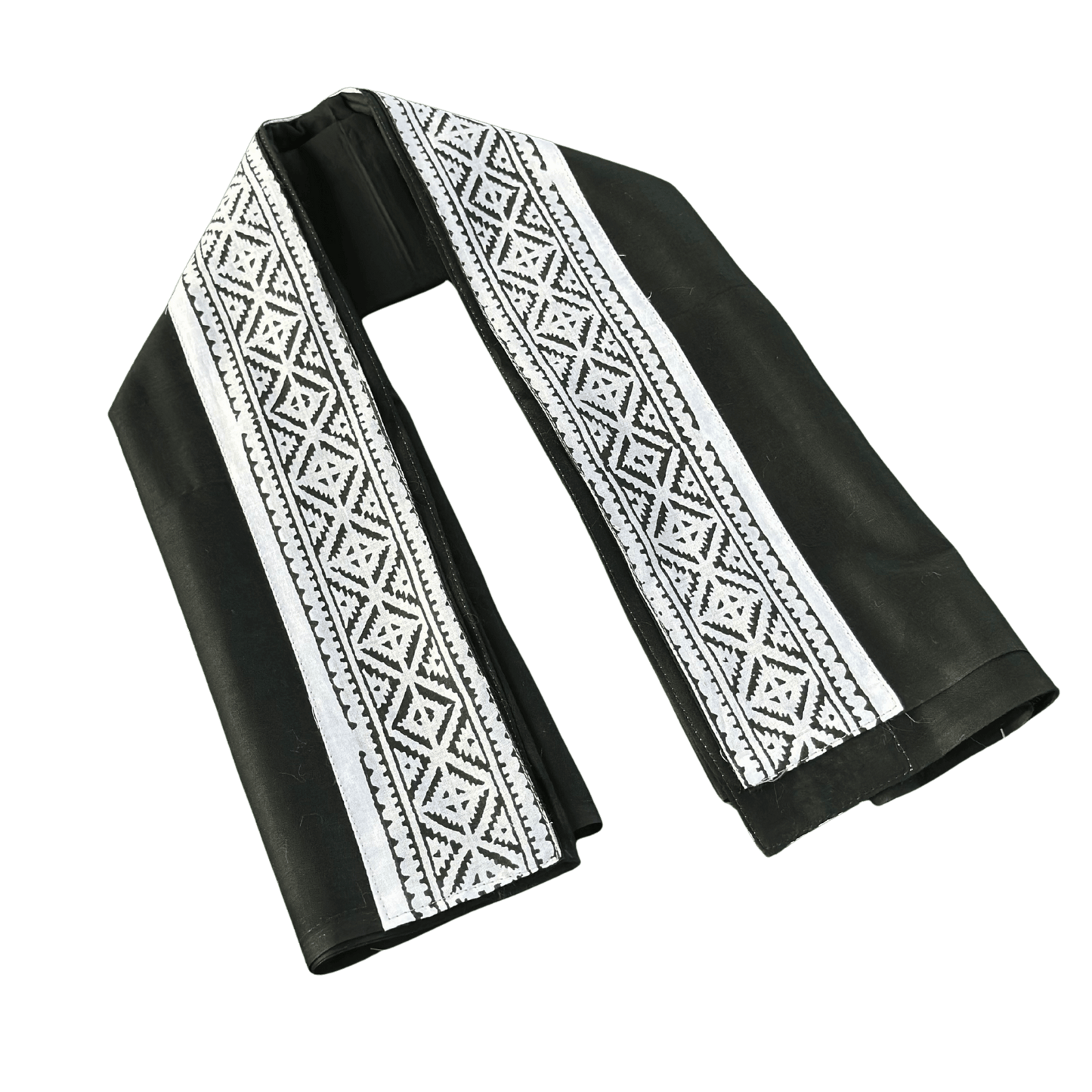 Elegant Black & White Cotton Gamcha with Traditional Design