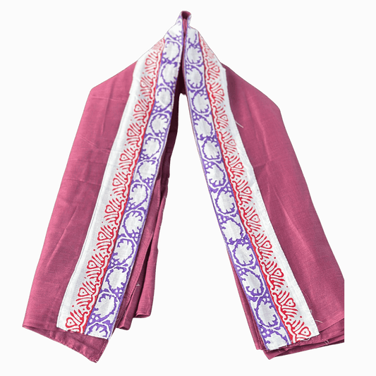 Royal Maroon Cotton Uparna with Red & Purple Border Design