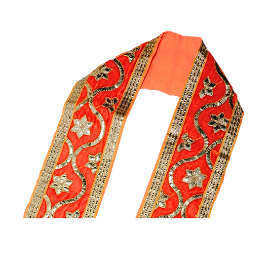 Velvet Orange Uparna with Gold Embroidery