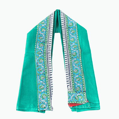 Cotton Floral Border Green Gamcha