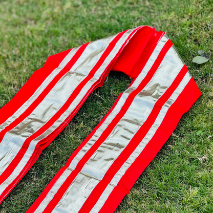 Red and Silver Synthetic Cotton Uparna