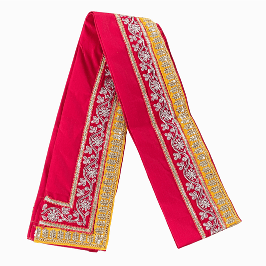 Red Uparna with Floral Embroidery