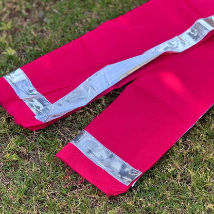 Pink and Silver Regular Synthetic Cotton Uparna