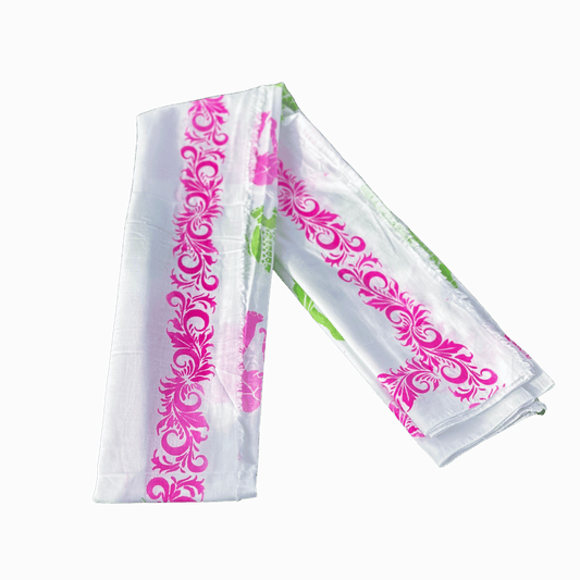 White Gamcha with Pink Floral Print