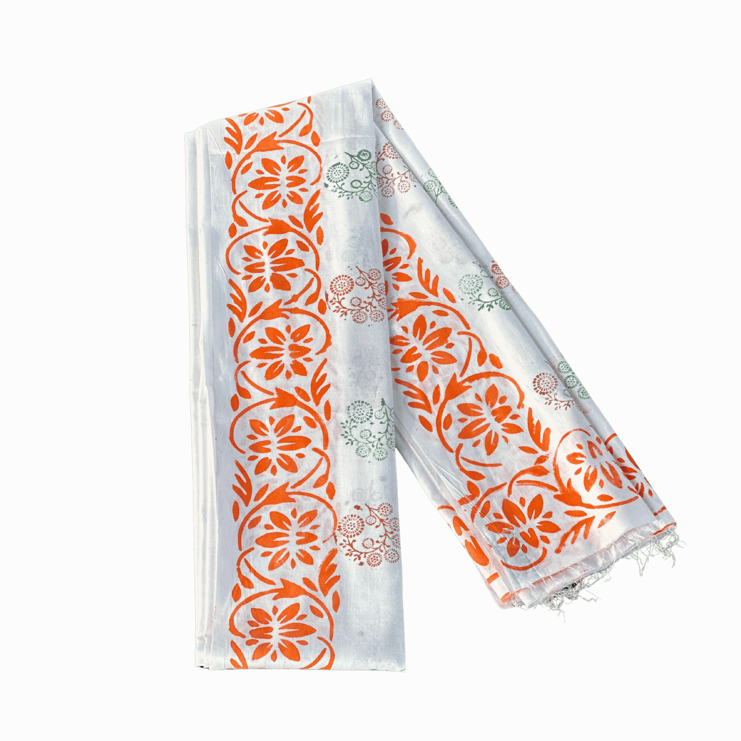 White Gamcha with Orange Floral Print