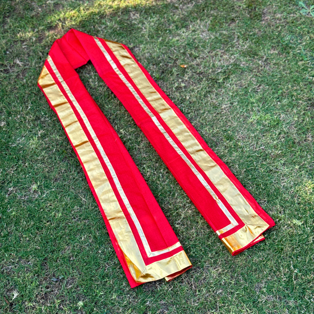 Red and Golden Synthetic Cotton Uparna
