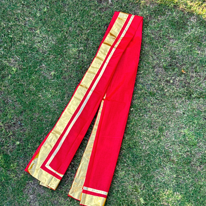 Red and Golden Synthetic Cotton Uparna