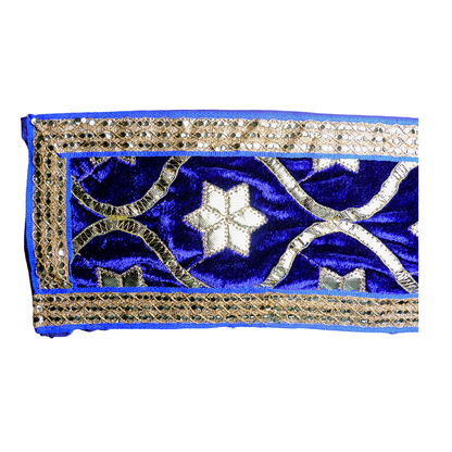 Royal Blue Velvet Uparna with Gold Zari Embroidery