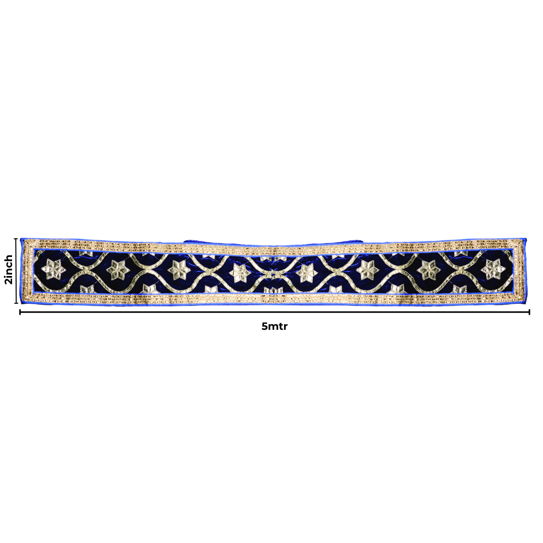 Royal Blue Velvet Uparna with Gold Zari Embroidery