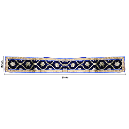 Royal Blue Velvet Uparna with Gold Zari Embroidery