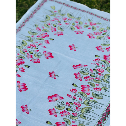 Cotton Gamcha / Uparna with Lotus Embroidery
