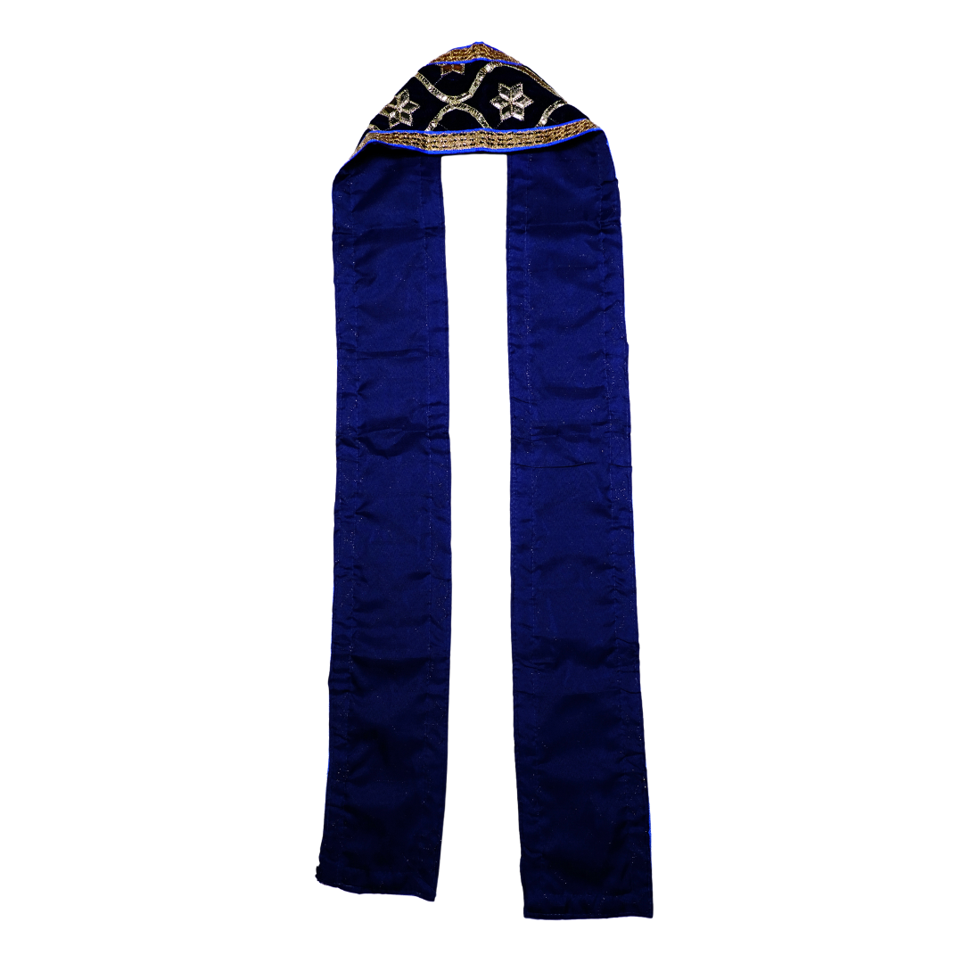 Royal Blue Velvet Uparna with Gold Zari Embroidery