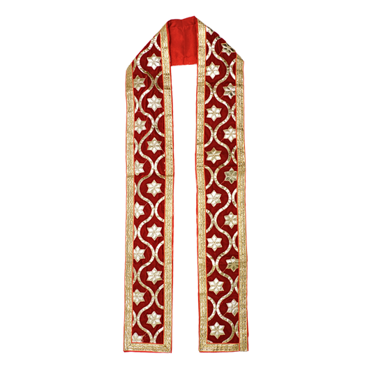 Velvet Maroon Uprana with Gold Embellishments