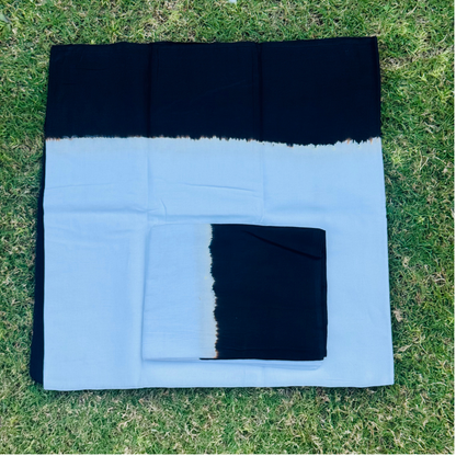 Classic Black & White Dhoti-Uparna Set