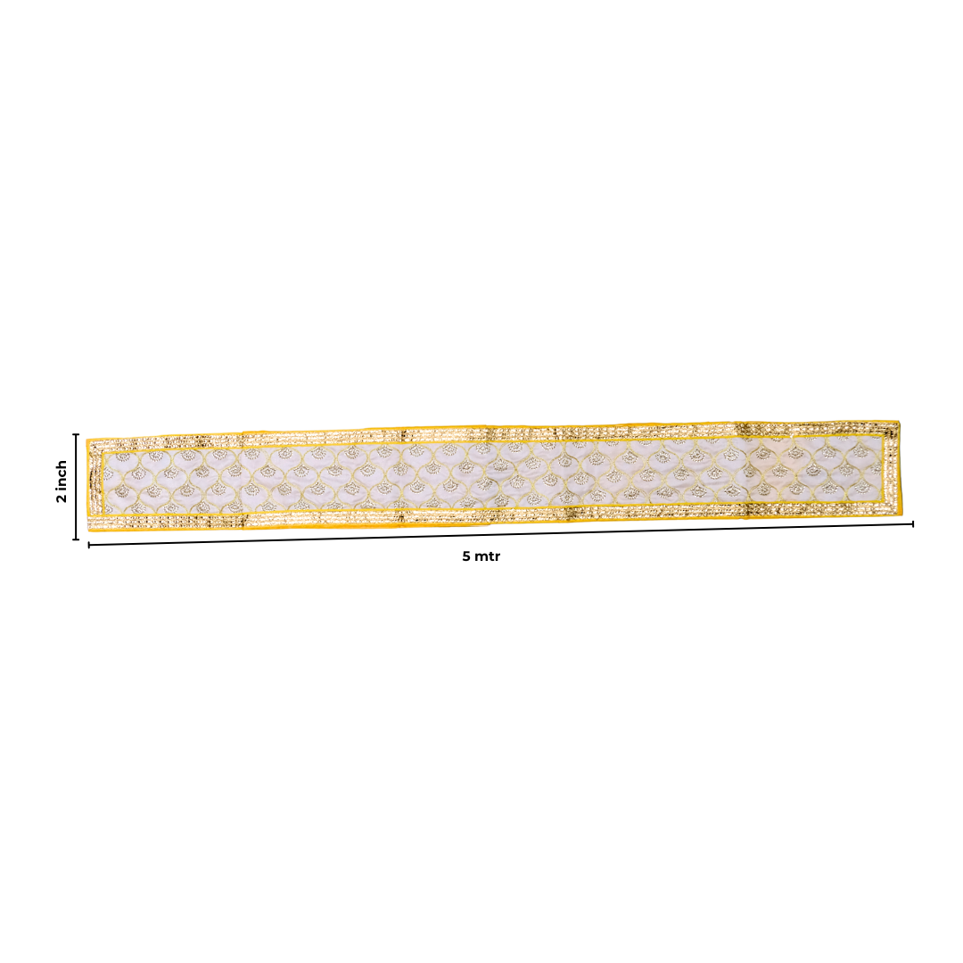 Traditional White & Yellow Uparna with Golden Zari Work