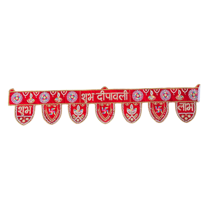 Traditional Red "Shubh Deepavali" Decorative Toran for Door