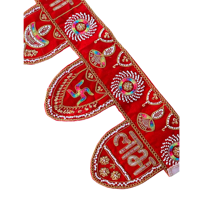 Traditional Red "Shubh Deepavali" Decorative Toran for Door