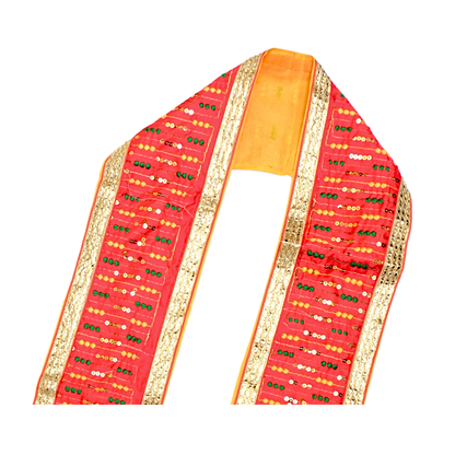 Traditional Rajasthani Uparna with Golden & Floral Embroidery