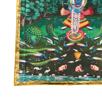 Printed Pichwai Wall Hanging with Shrinathji and Peacocks