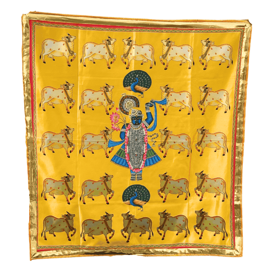 Printed Pichwai Wall Hanging with Shrinathji and Cows
