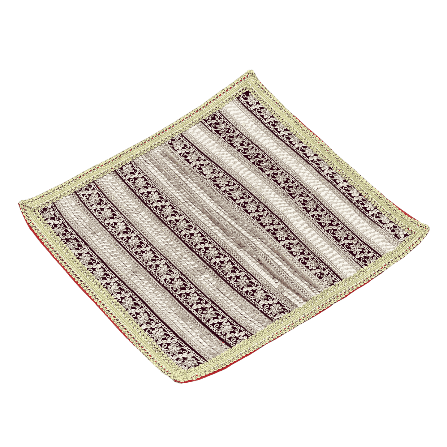 Embroidered Maroon and Gold Aasan/Mat
