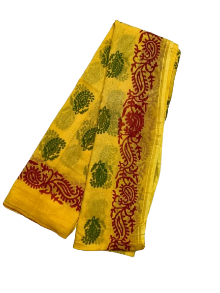 Green & Red Paisley (Kalka) Motif Gamcha