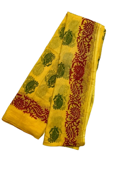 Green & Red Paisley (Kalka) Motif Gamcha