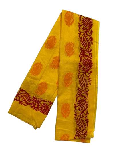 Green & Red Paisley (Kalka) Motif Gamcha