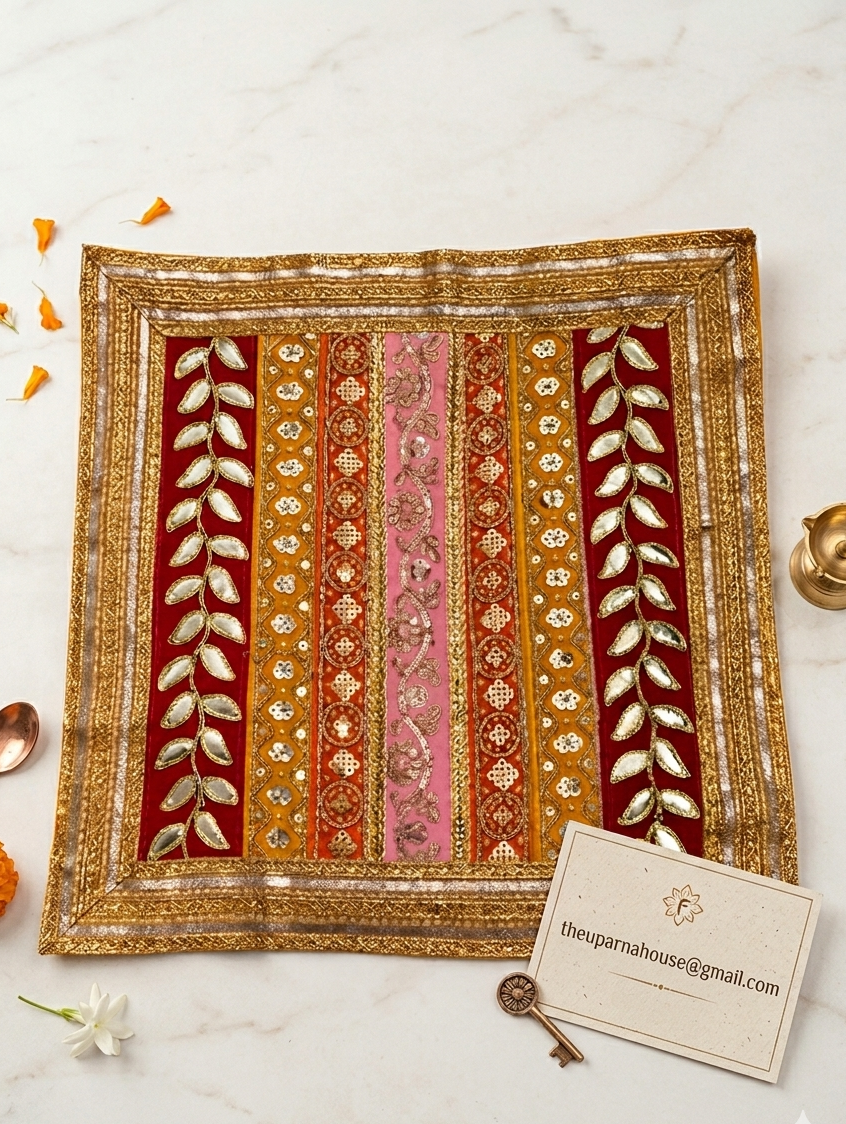 Embroidered  multicolour Aasan/Mat