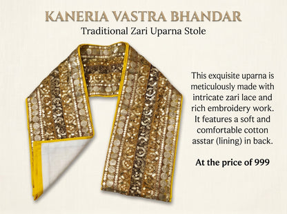 Luxurious Zari work Uparna for big occassions