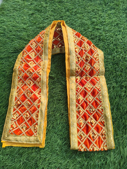 Traditional Red Uparna with golden jari